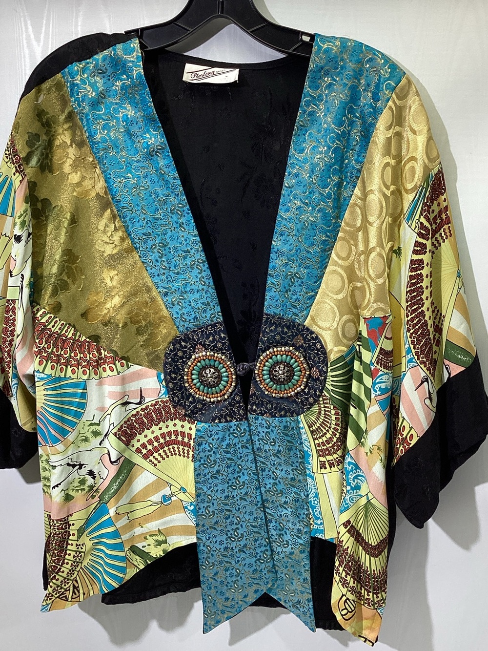 Sterling Styles One size Kimono Top Blouse Boho Hippie Festival Vtg Owl Front